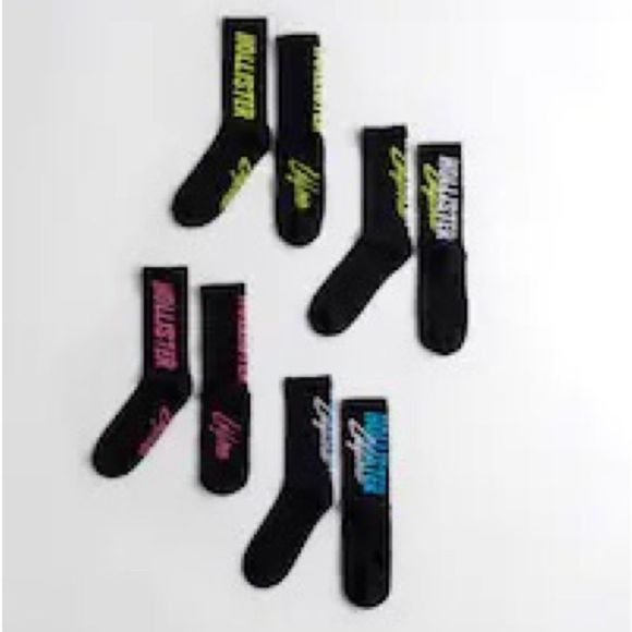 Hollister Underwear & Socks Nwt High Crew Socks Os 4pack Black